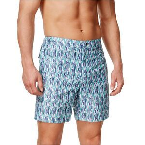 Calvin Klein Mens Vintage Geometric Swim Bottom Board Shorts, Multicoloured, ...